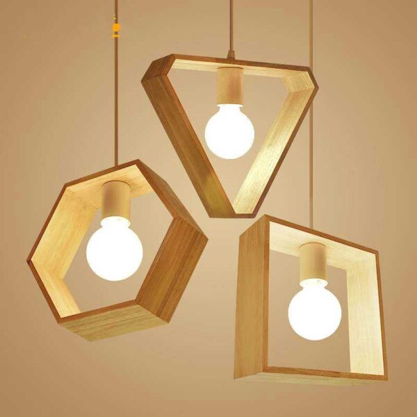 LAMPARA RETRO COLGANTE SOQUETE E27 MADERA DECORACIÓN - Imagen 3