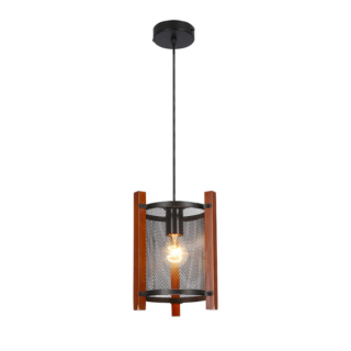 Lampara Colgante Retro Aluminio y Madera E27